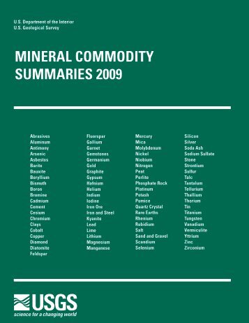 Mineral Commodity Summaries 2009 now available online