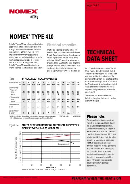 TECHNICAL DATA SHEET NOMEXÂ® TYPE 410 - TE-EPC-LPC
