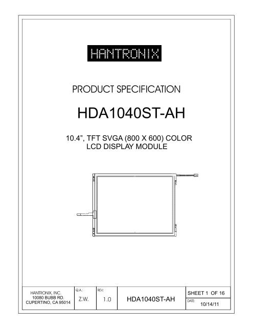 HDA1040ST-AH - Hantronix, Inc