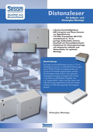 SESAM Distanzleser Produktblatt - Audio-Sicherheit-Elektronik GmbH