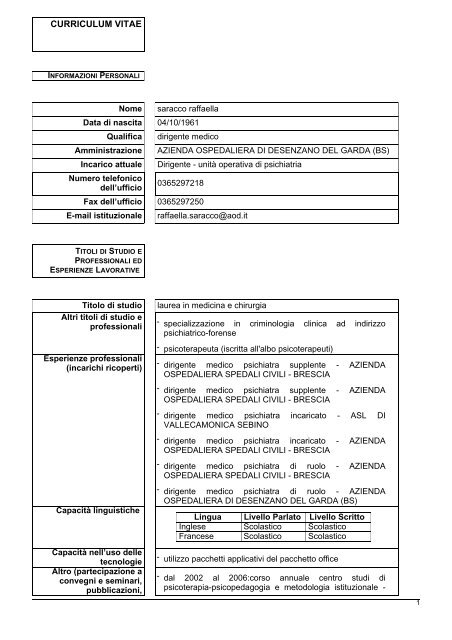 Saracco R. - Azienda Ospedaliera di Desenzano del Garda