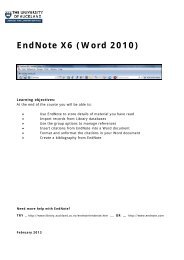 EndNote X6 (Word 2010) - The University of Auckland Library