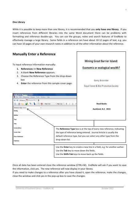 EndNote X6 (Word 2010) - The University of Auckland Library