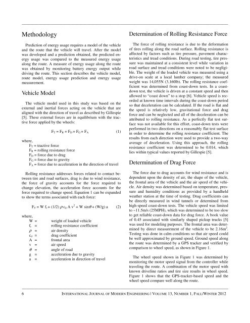 Electric Vehicle Energy Usage Modeling and Measurement ... - IJME