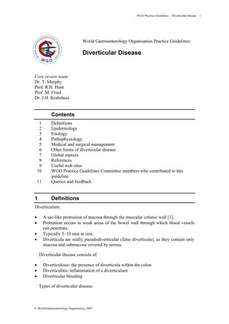 Diverticular disease - World Gastroenterology Organisation