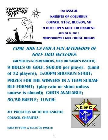 Golf Outing Flyer - Knights of Columbus