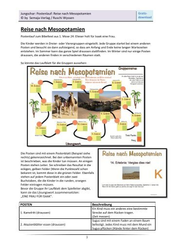 Jungschar: Postenlauf: Reise nach Mesopotamien ... - Semaja-Verlag