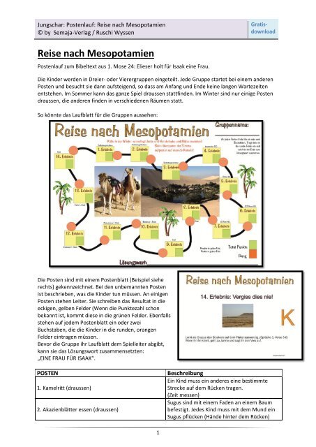Jungschar: Postenlauf: Reise nach Mesopotamien ... - Semaja-Verlag