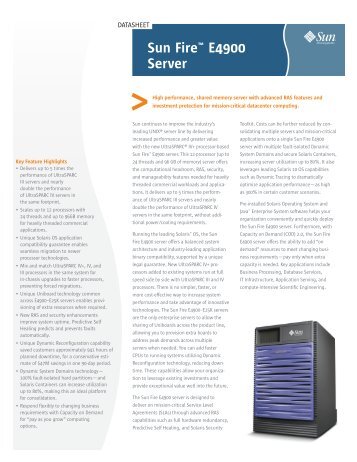 Sun Fireâ¢ E4900 Server - Spectra