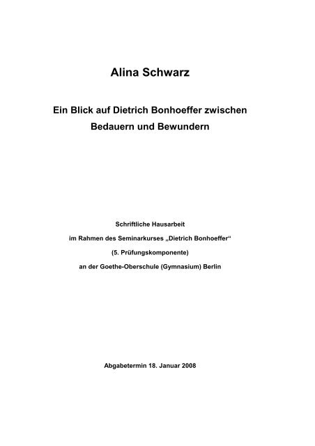 Alina Schwarz Bonhoeffer Reliberlin