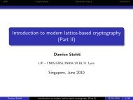 Introduction to modern lattice-based cryptography (Part II) - Spms