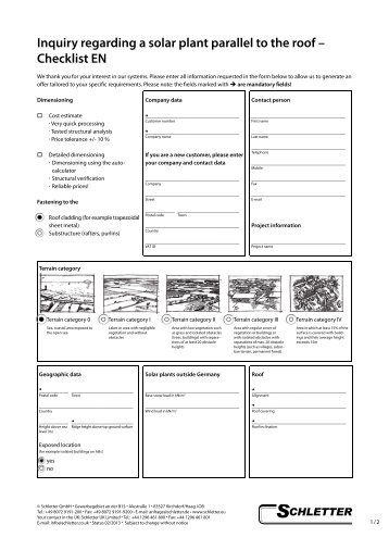 Inquiry regarding a solar plant parallel to the roof – Checklist EN