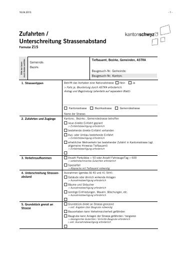 Z15 Zufahrten / Unterschreitung Strassenabstand