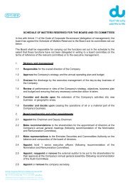 SCHEDULE OF MATTERS RESERVED FOR THE BOARD AND ITS . 