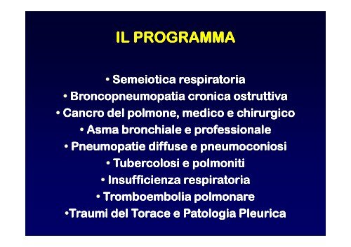 Introduzione al corso - Clinica malattie apparato respiratorio