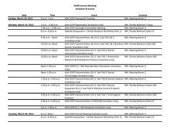 AADR Annual Meeting Schedule of Events Date Time ... - IADR/AADR