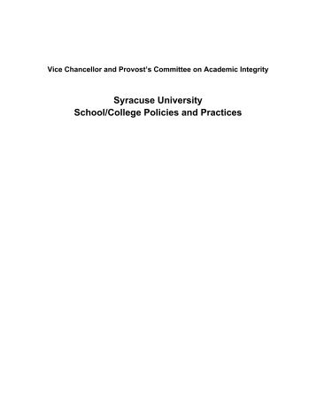 Syracuse University School/College Policies and Practices