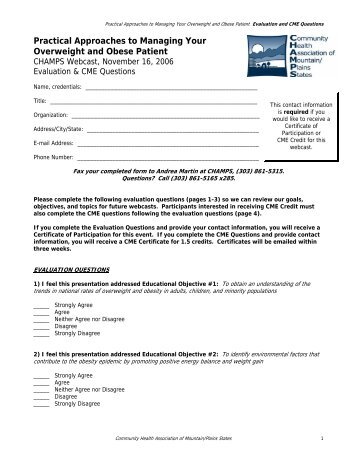 Evaluation Form (CME is no longer available) - Community Health ...