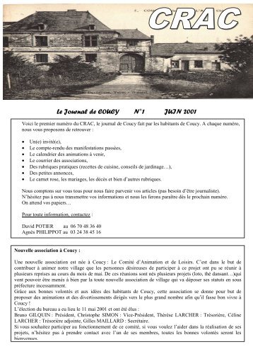 Le Journal de COUCY NÂ°1 JUIN 2001