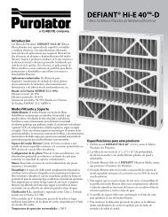 DEFIANTÂ® Hi-E 40â¢-D - Purolator Air Filtration