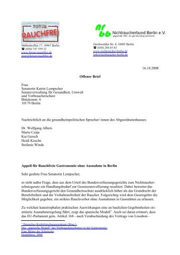 16.10.2008 Offener Brief Frau Senatorin Katrin Lompscher ...