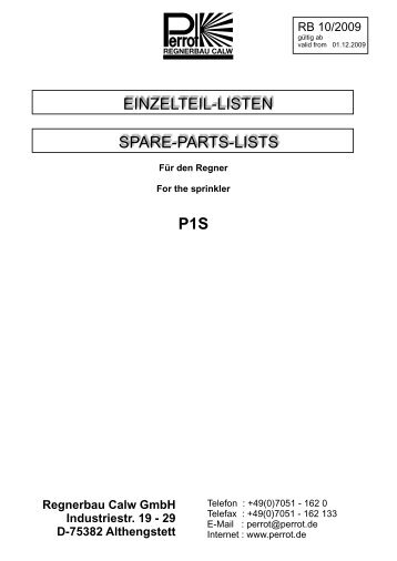 EINZELTEIL-LISTEN SPARE-PARTS-LISTS P1S