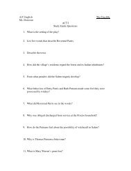 AP English The Crucible Ms. Donovan ACT I Study Guide Questions