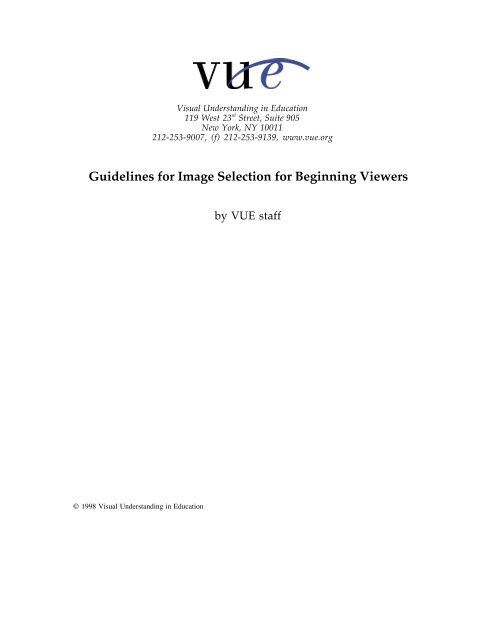 Guidelines for Image Selection for Beginning Viewers - eStaffRoom