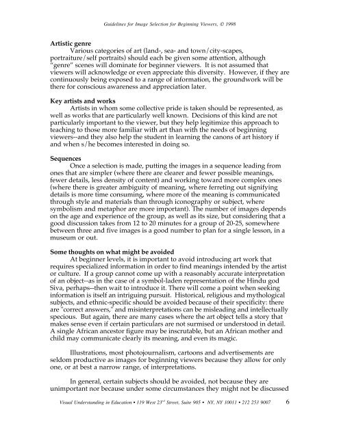 Guidelines for Image Selection for Beginning Viewers - eStaffRoom