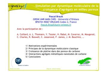 Simulation par dynamique moléculaire de la ... - Brault, Pascal