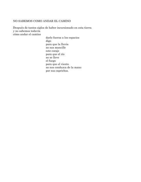 CAMINO SIN RETORNO - Roberto Arizmendi, poeta