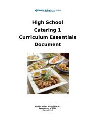 High School Catering 1 Curriculum Essentials Document