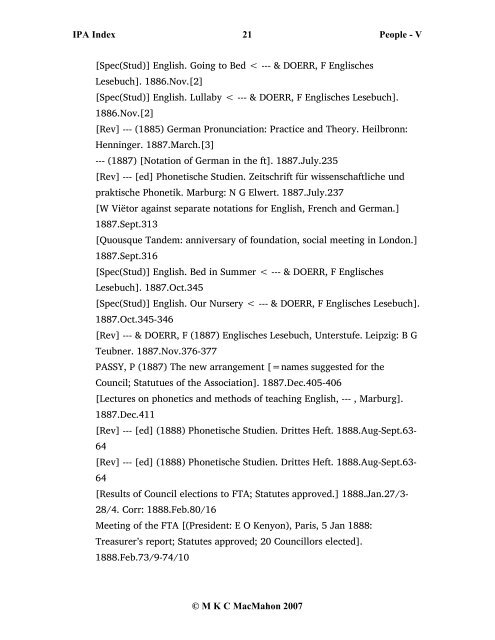 IPA Index 1 People - V Â© M K C MacMahon 2007 VAAGE, M ...