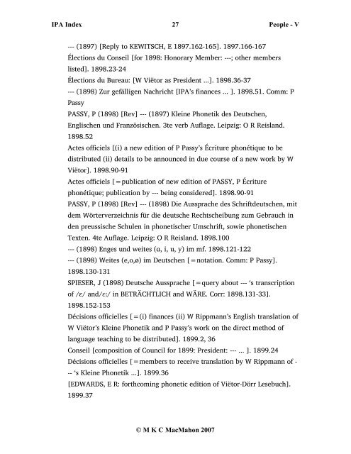 IPA Index 1 People - V Â© M K C MacMahon 2007 VAAGE, M ...