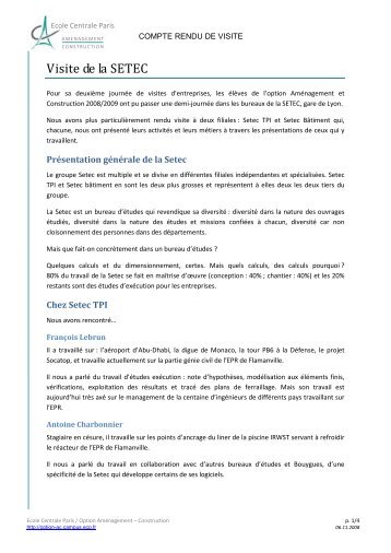 Visite de la Setec - Site de l'Option et du MastÃ¨re SpÃ©cialisÃ© ACD ...