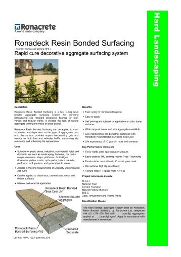 Ronadeck Resin Bonded Surfacing Info Sheet - Paving Expert