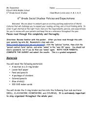 6th Grade Social Studies: Policies and ... - the Staff website!