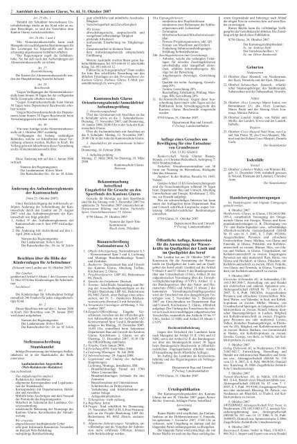 Amtsblatt des Kantons Glarus - glarus24.ch