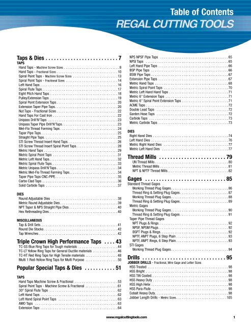 Regal Cutting Tools Catalog.pdf - JW Donchin CO.