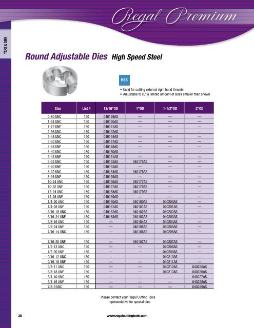 Regal Cutting Tools Catalog.pdf - JW Donchin CO.