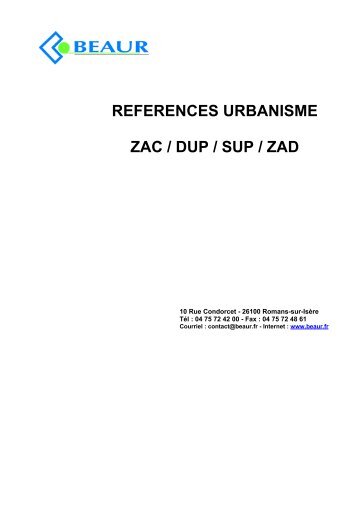 REFERENCES URBANISME ZAC / DUP / SUP / ZAD