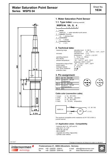 Water Saturation Point Sensor Series WSPS 04 - internormen.com