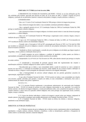 Portaria n o 177/PRES/2006 - Funai