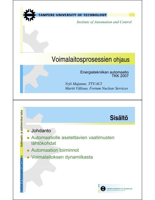 Voimalaitosprosessien ohjaus - TKK Automation Technology ...
