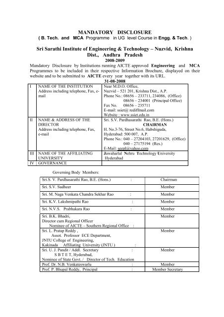 Sri Sarathi Institute of Engineering &amp; Technology - Nuzvid - SRKR ...