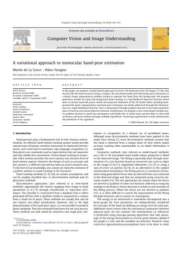 A variational approach to monocular hand-pose ... - Nikos Paragios