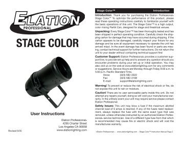 Stage Color User Manual (Rev. June 2005) - Elation Professional