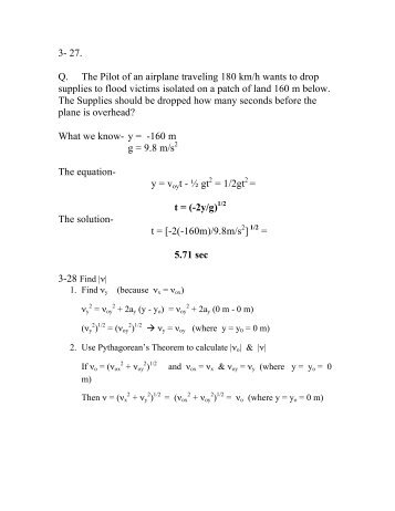 3- 27. Q. The Pilot of an airplane traveling 180 km/h wants to drop ...