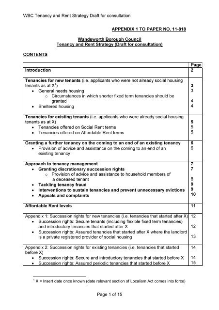 Wbc Tenancy And Rent Strategy Draft For Consultation Page 1 - 