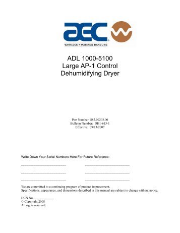 Product Manual w/ AP1 Controls - AEC Whitlock Material Handling ...